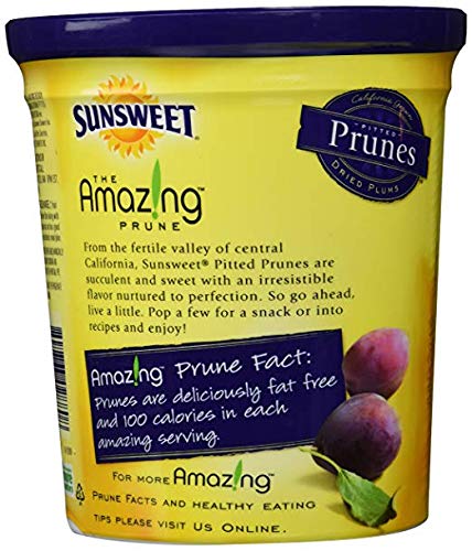 Sunsweet Prunes, Pitted Prunes Bundle, ONE 16 oz Canister of Dried Plums Plus "Recipes For Prune Lovers" - GREAT VALUE