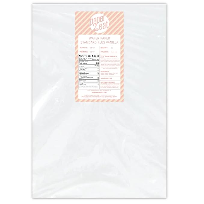 Printable Edible Wafer Paper Sheets from paper2eat (0.40 mm - 25 sheets/Vanilla)