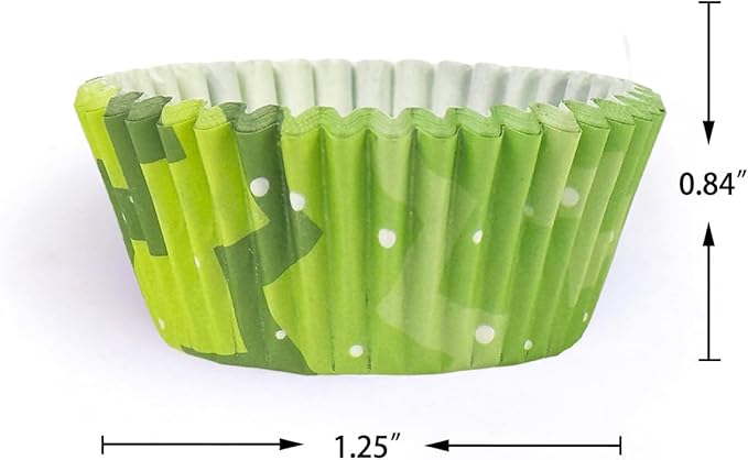 qiqee Saint Patrick 300PCS Mini Cupcake Liners Cupcake Cups 6 Designs Gradient Cupcake Papers Baking Cups Cupcake Wrappers (Small Size)