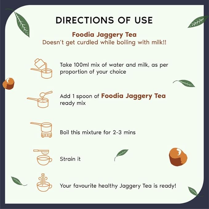 FOODIA Jaggery Kadak GOLD Tea | 3 in 1 Premium Readymix with Jaggery & Strong Tea Powder | 400gm