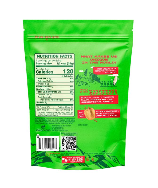 Inka Corn Giant Corn Chile Picante Doy Pack, 4 Ounce (Pack of 3)