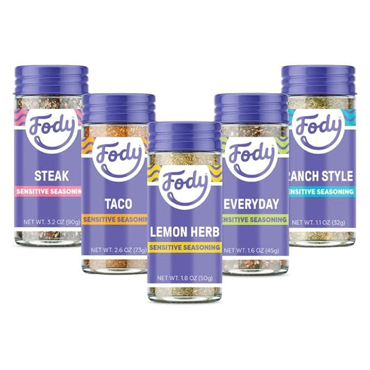 Fody Foods Variety Seasoning Pack, Pack of 5, Garlic and Onion Free, Low FODMAP Certified, Gut & IBS Friendly, Vegan, Non-GMO, Gluten Free, Keto Friendly