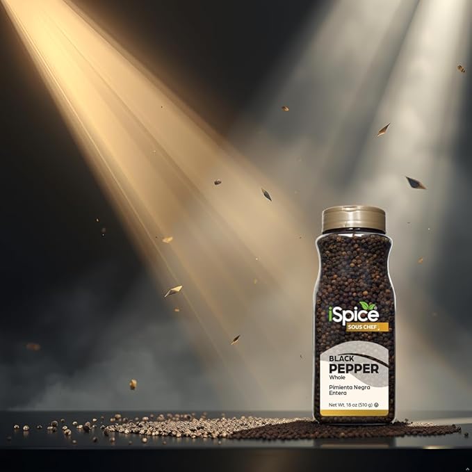 iSpice | Black Pepper Whole | 18 oz | Bulk Size | Gourmet Spice | Kosher