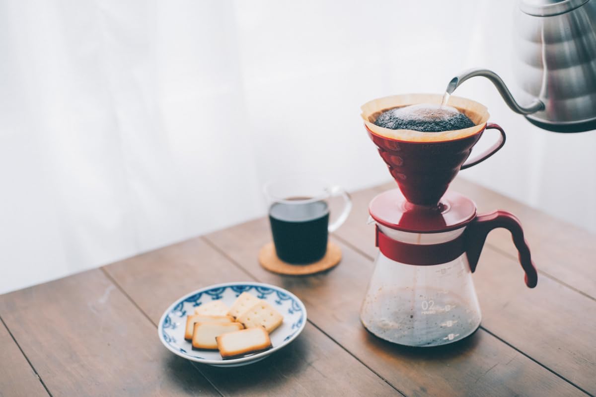 Hario V60 Pour Over Coffee Starter Set, Size 02, Red