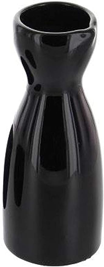 JapanBargain 1690, Porcelain Sake Carafe Sake Bottle for Cold Sake and Hot Sake, Microwave Safe, Black Color, 4oz, 1 Pack