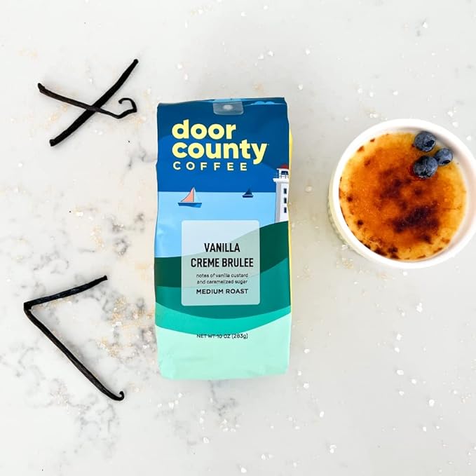Door County Vanilla Creme Brulee DECAF - Flavored Ground Coffee - Medium Roast - 10oz Bag ??100% Arabica