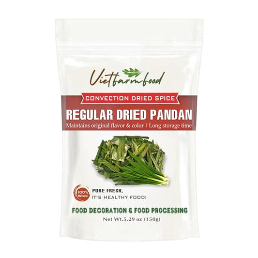 REGULAR DRIED PANDAN 5.29 Oz (150g) VIETFARMFOOD: Natural pure, convection dried seasoning made from real vegetables - perfect for adding flavor to any meal, from cooking, baking, salad, soups, sauces