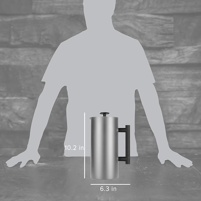 ESPRO P6 32 Ounces French Press Coffee Maker, Double Walled Stainless Steel Insulated, Brushed Stainless Steel
