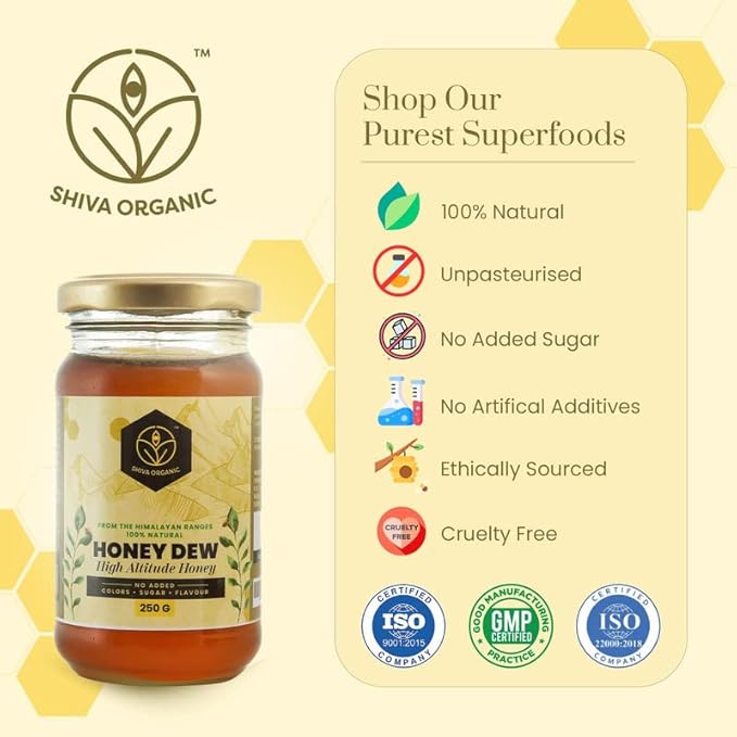 Shiva Organic Dew Honey 250g - High Altitude Himalayan Pure Honey