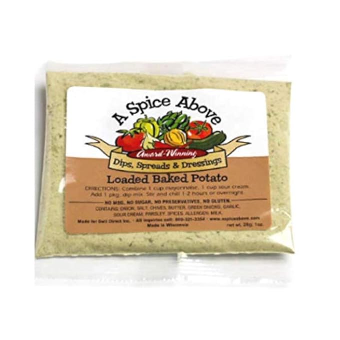 A Spice Above Dips, Spreads, and Dressing Mixed Seasonings Party Packets, 3 Pack (Loaded Baked Potato)