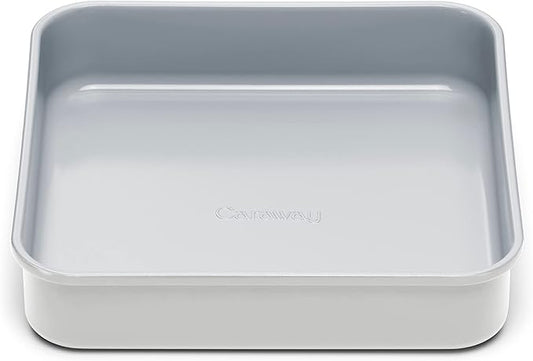 Caraway Non-Stick Ceramic 9??Square Pan - Naturally Slick Ceramic Coating - Non-Toxic, PTFE & PFOA Free - Perfect for Brownies, Lemon Bars, Cakes, & More - Gray