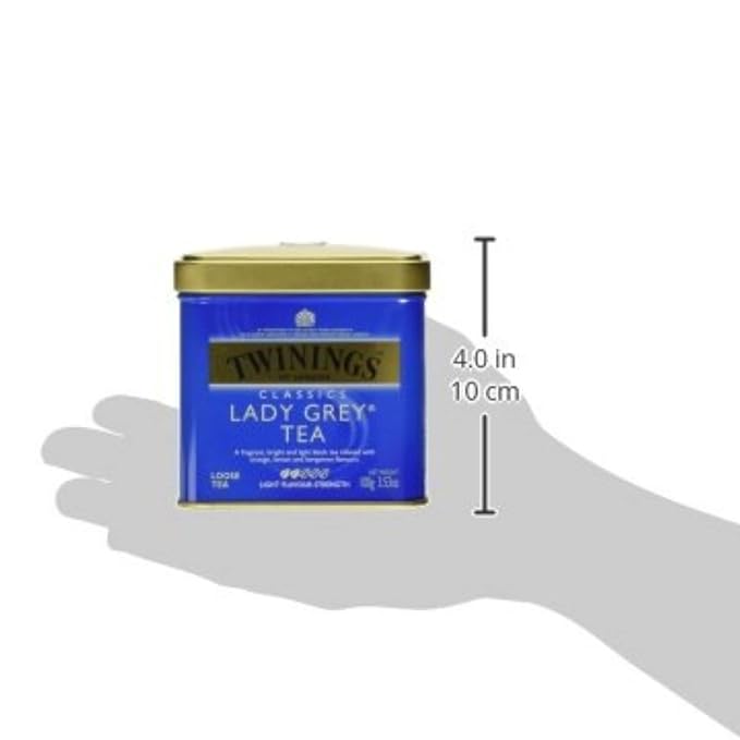 Twinings Lady Grey Loose Black Tea, 3.53 Ounce Tins (Pack of 1), Lemon & Orange Peel, Caffeinated, Enjoy Hot or Iced