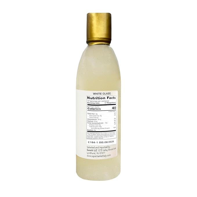 Sanniti Italian White Glaze with Balsamic Vinegar of Modena | Ideal for Dressing | Delicate Cream with a Sweet Taste, 8.45 oz (Pack of 2)