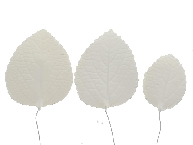 Global Sugar Art Hydrangea Leaves Sugar Cake Flowers White Mix of Large Medium and Small, 15 Count by Chef Alan Tetreault
