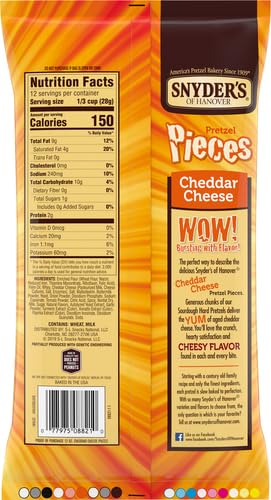 Snyder's of Hanover Pretzel Pieces, Cheddar Cheese, 12 Oz