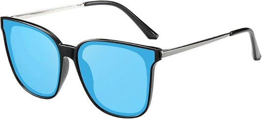 DUCO Oversized Polarized Sunglasses Womens Trendy Mirrored Shades Retro Round Vintage Light Weight UV400 Sun Glasses W016