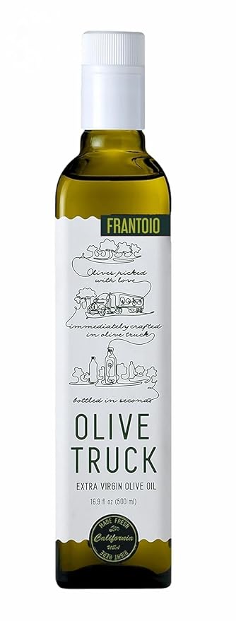 Olive Truck California Extra Virgin Olive Oil - Made from Early Harvest Olives, Authentic & Filtered, Glass Bottle, Cold-Pressed High Polyphenol Olive Oil - Frantoio (Italian) 16.9 fl oz (Pack of 1)