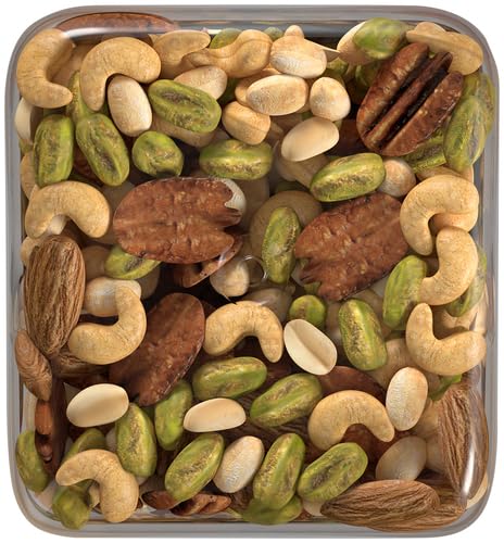 Fisher Oven Roasted Never Fried Mixed Nuts with Peanuts, 24 Ounces (Pack of 2), Peanuts, Almonds, Cashews, Pistachios, Pecans, Snacks for Adults, Made With Sea Salt, No Added Oils, Artificial Ingredients or Preservatives, Trail Mix, Gluten Free