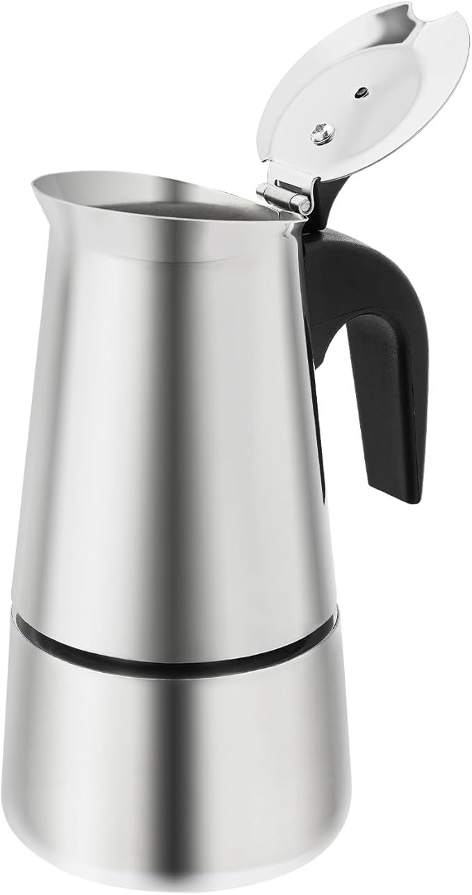 Stovetop Coffee Maker, 4 Cup Stainless Steel Moka Pot Espresso Maker Coffee Pot with Electric Stove, 500W Stovetop Espresso Machine Italian Espresso Maker for Home Bar Office