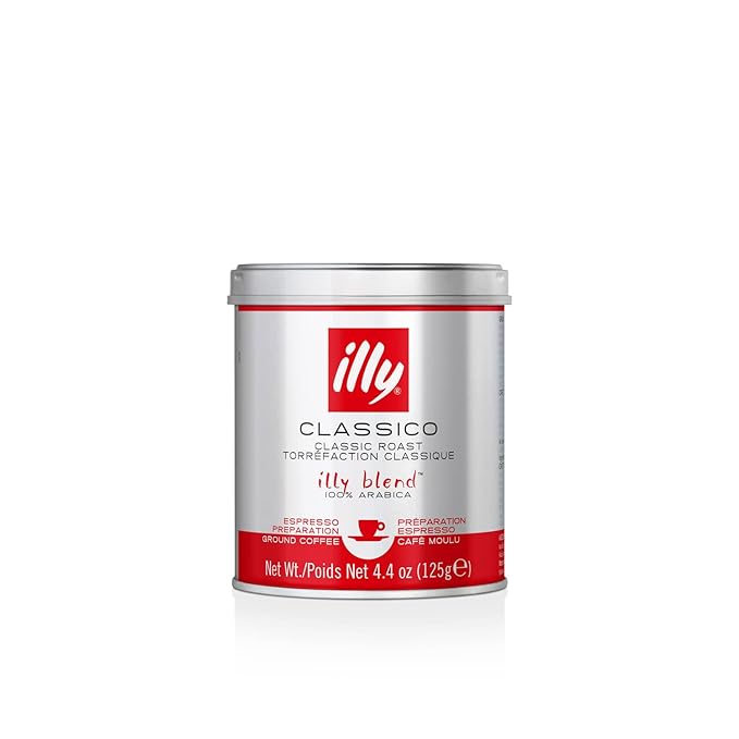 illy Ground Coffee Espresso - 100% Arabica Coffee Ground ??Classico Medium Roast - Notes of Caramel, Orange Blossom & Jasmine - Rich Aromatic Profile - Precise Roast - No Preservatives ??4.4 Ounce