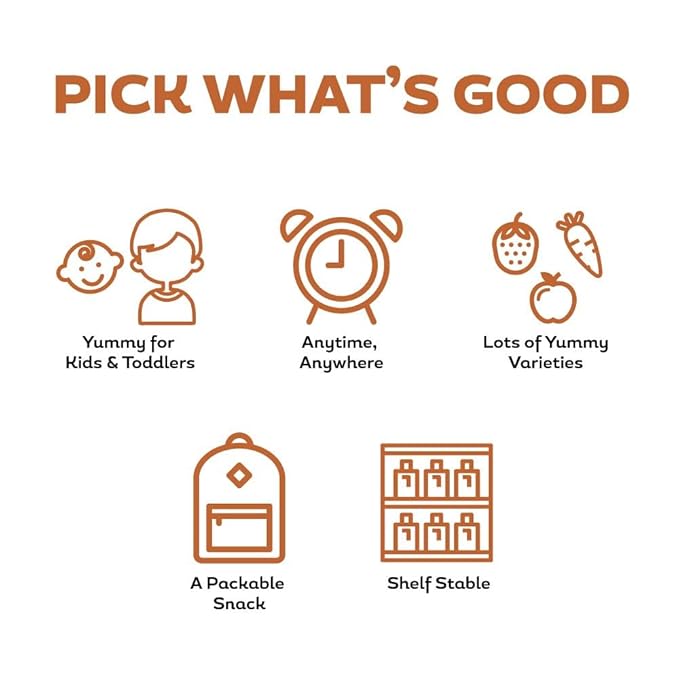 Buddy Fruits & Veggies Snacks To Go Peach Carrot Unsweetened Applesauce 3.2oz Pouch (18pk) Gluten-Nut-Dairy-Preservatives-BPA Free, Non GMO, Kosher