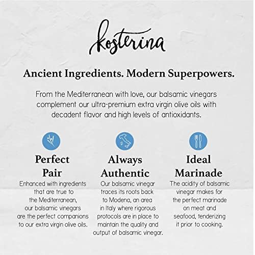 Kosterina Signature Balsamic Vinegar Trio | Original, Fig & Walnut Balsamic Flavor | Authentic Mediterranean Flavors, Made from Lambrusco & Trebbiano Grapes | 12.7oz (375ml), 3 Pack