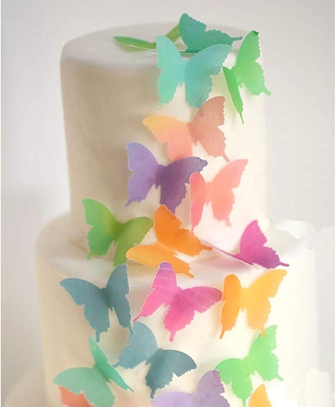 Wedding cake topper edible butterflies. 24 watercolor wafer paper butterflies for cake decorating, cupcake decorating and cookie decorating