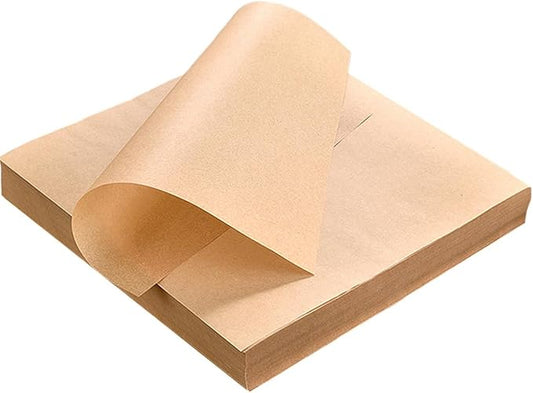 100pcs Parchment Paper Sheets Pre-Cut Baking Parchment,Non-Stick Kitchens Cookie Baking Paper,for Oven Grilling Air Fryer Steaming Bread Cake Cookie Meat Pizza (8x8 Inch, Brown)