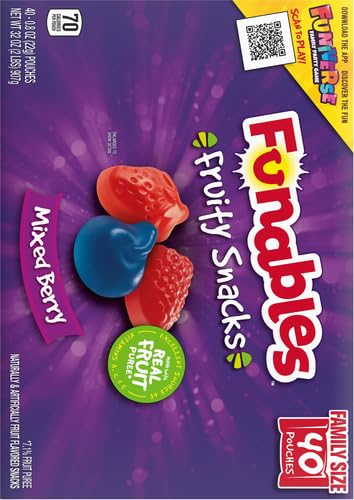 Funables Fruit Snacks, Mixed Berry Fruit Flavored Snacks, 0.8 ounce Pouches (Pack of 80)