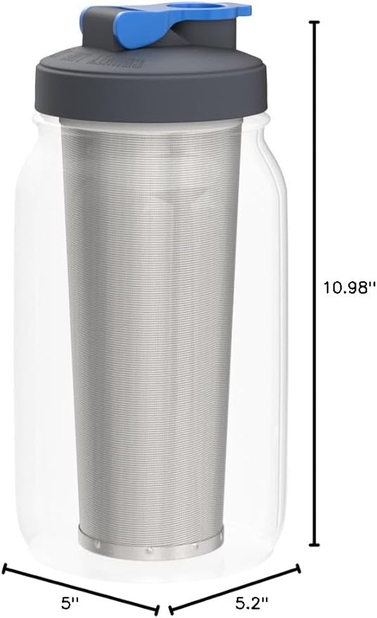 County Line Kitchen Glass Cold Brew Coffee Maker with Lid - Wide Mouth, 2 Quart (64 oz) - Heavy Duty, Leak Proof - Sun & Iced Tea Pitcher, Cold Brew Coffee, Breast Milk Storage, Water - Gray
