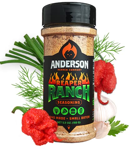 Anderson Pepper Company - Reaper Ranch Seasoning - Carolina Reaper Ranch All-Purpose Spicy Seasoning, Dip Mix, Rub for Grilling, Everyday Use, Sugar-Free, Gluten-Free 5.5 oz. Jar