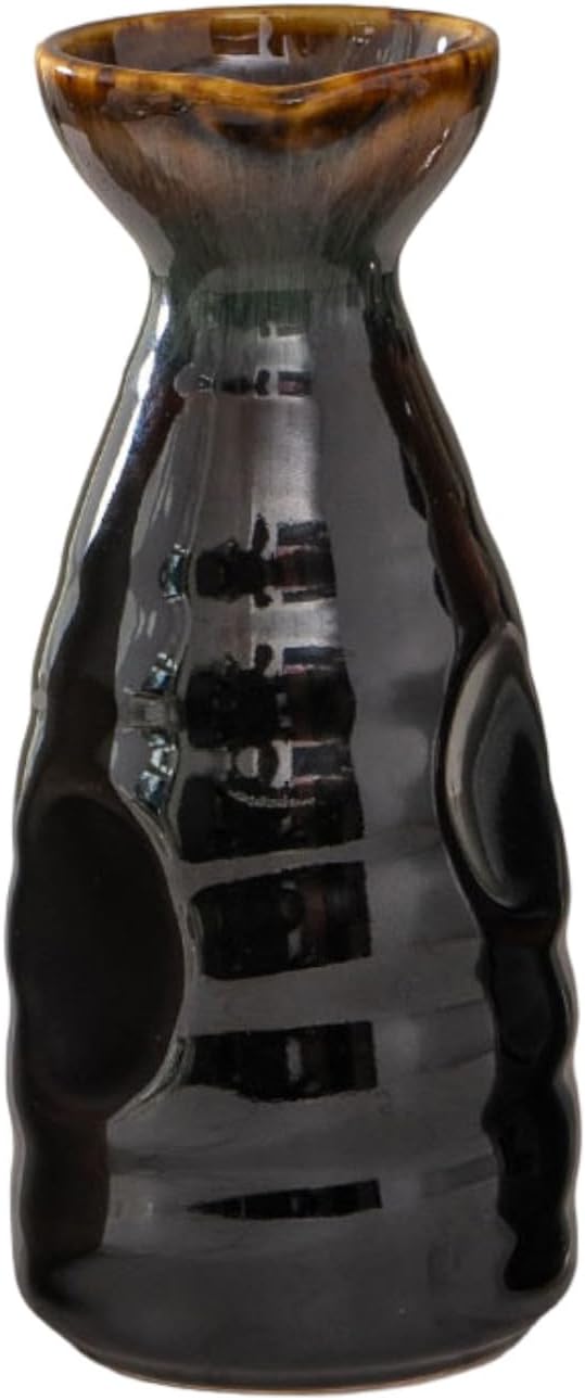 Urban Tokyo Tokkuri Porcelain Sake Bottle Server 10 fl oz Hot or Cold Sake Home or Restaurant Supply Use Reactive Glazed Ceramic (Black Brown)