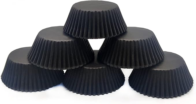 Standard Baking Cups, Classic Black Greaseproof Festive Cupcake Liners, 150-count