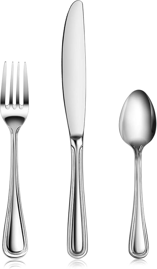 New Star Foodservice 58864 Slimline Pattern, 18/0 Stainless Steel, 36-Piece Flatware Set