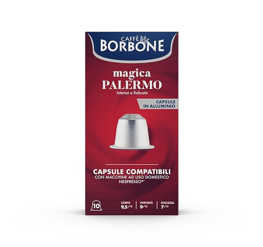 Caffe Borbone Aluminum Coffee Pods Compatible with Nespresso Original Machines, Magica Palermo, Medium Roast, Intense and Full-Bodied, Genuine Italian Coffee - 50 Count