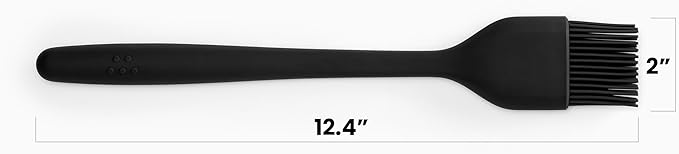 Misen Silicone Basting Brush – Dishwasher Safe, Heat-Resistant Pastry Brush – Ideal for Grilling, Baking, and Applying Sauces and Oils – High-Grade Silicone Coating - 12.4" Black