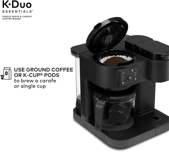 2-in-1 Hot & Iced Coffee Maker for Pods & Grounds ??12-Cup Glass Carafe & Single-Serve Brewer, 72oz Reservoir, Strong Brew, Extra Hot, Brew Over Ice, MultiStream Tech, Compact Design (Black)