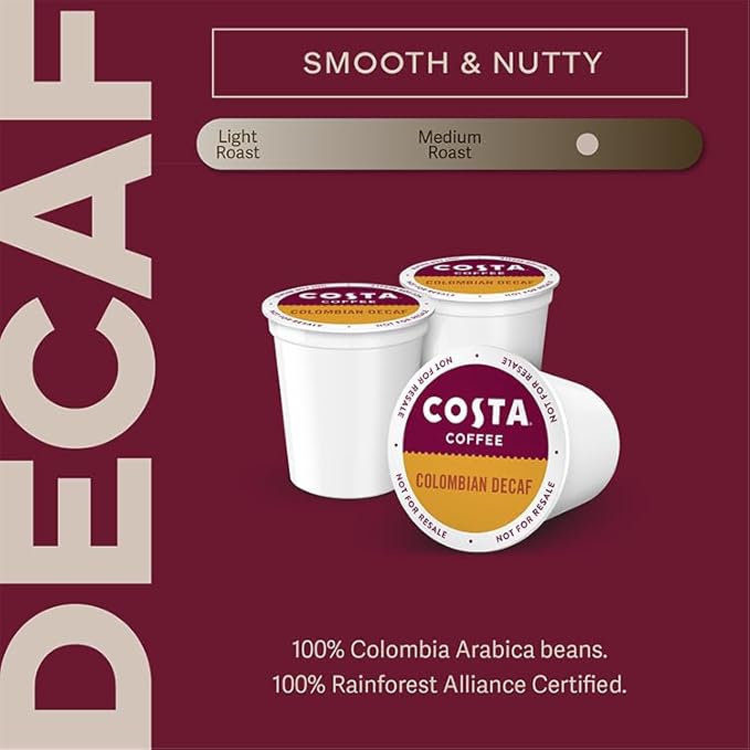 Costa Coffee Colombian Decaf Single Serve Pods - Single Origin - 60 ct Box