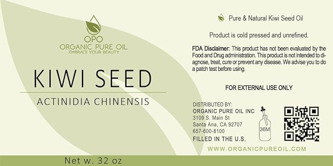 Kiwi Seed Oil - 32 oz - Pure, All Natural, Cold Pressed, Unrefined, Kiwi Oil Perfect for Hair, Skin, Scalp, Body Care Moisturizer