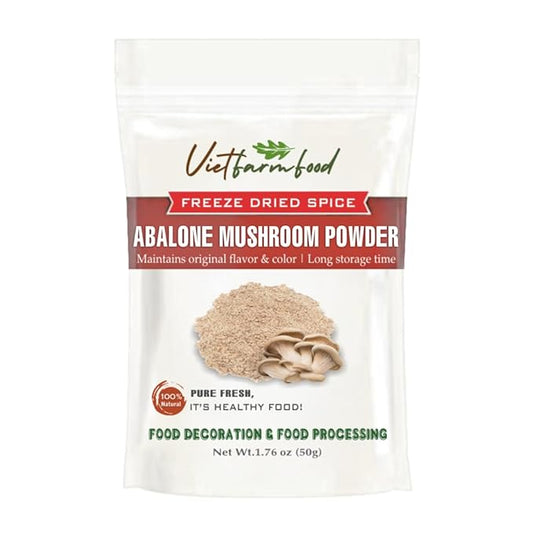 ABALONE MUSHROOM POWDER 1.76 Oz (50g) VIETFARMFOOD: Pure, natural freeze-dried spice made from real vegetables and fruits - perfect for enhancing every meal, from cooking, baking, salads, soups, sauce