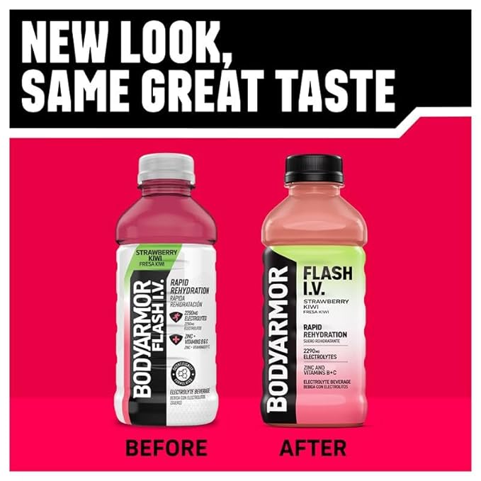 BODYARMOR Flash I.V. Zero Sugar Electrolyte Beverage, Lemon Lime, Hydration Drink For Rapid Rehydration, Post Workout Recovery, 20 Fl Oz (Pack of 12)