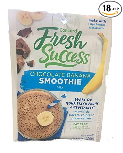 Concord Foods Chocolate Banana Smoothie Mix, 1.3 oz Pouch (VALUE Pack of 18 Pouches)