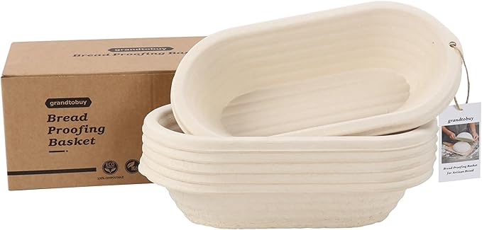 6x 12inch Oval Pulp Bread Proofing Basket Sourdough Banneton Bortform with 30pcs Liner Cover Bread Baking Supply For Professional and Homemade Artisan Bread