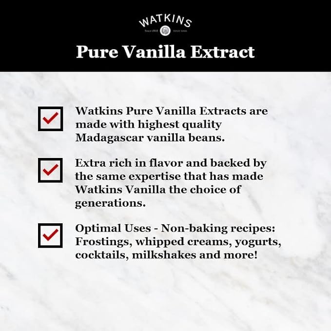 Watkins Pure Vanilla Extract, with Madagascar Vanilla Beans, Non-GMO, Kosher, 1 Gallon Bottle, 1-Pack