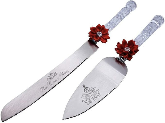 GIFTS INFINITY Personalized Mis Quince Anos Cake Knife and Server Set Valentine's Day Gift (CK-2RDB)