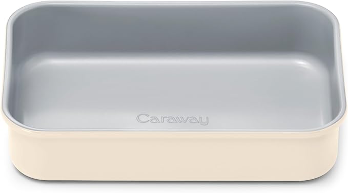 Caraway Nonstick 9??x 6.5??Small Rectangle Baking Pan ??Non-Toxic, PTFE & PFOA Free ??Aluminized Steel Core ??Deep Ceramic Baking Pan for Casseroles, Lasagna & More - Cream
