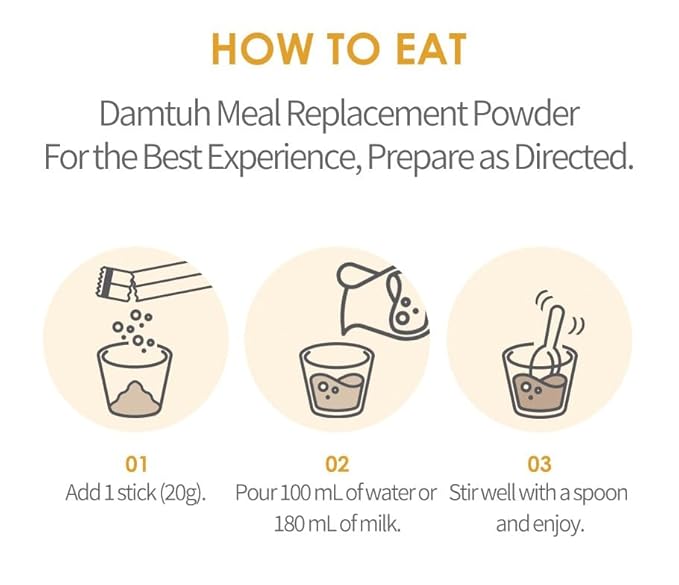 Damtuh Misugaru – Korean 12 Super Grain Mix Powder, Traditional Multigrain Meal Replacement Shake, Nutritious Korean Mixed Grain Powder Drink, 20g x 12 Sticks