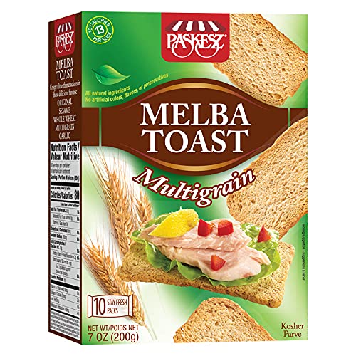 Only Kosher Candy Melba Toast Flatbread Crackers Classic Multigrain Kosher Parve with No Artificial Flavor, Fresh Natural Ingredients, Kosher Certified Delicious Snack Crackers (Pack of 2)