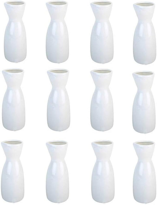 JapanBargain, Porcelain Sake Carafe Sake Bottle for Cold Sake and Hot Sake Microwave Safe (12, 4 oz - White)