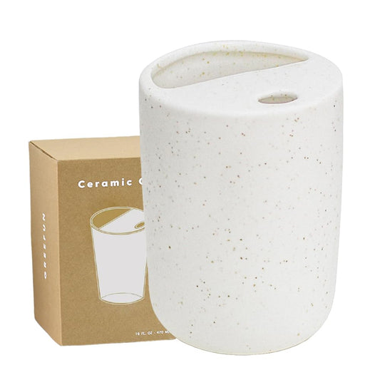 Handmade Ceramic Travel Coffee To Go Tumbler with Half Lid, 17oz Unique Tea Coffee Cup with Sip-top